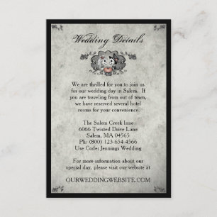 Skeletons LOVe Gray Black Matching Wedding Details Invitation
