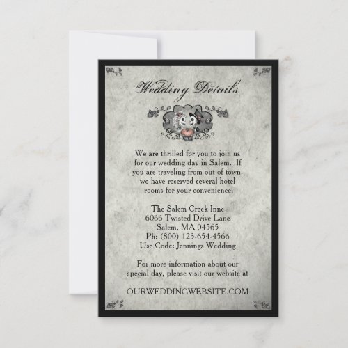 Skeletons LOVe Gray Black Matching Wedding Details Invitation