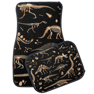 Skeletons of dinosaurs and fossils pattern car floor mat