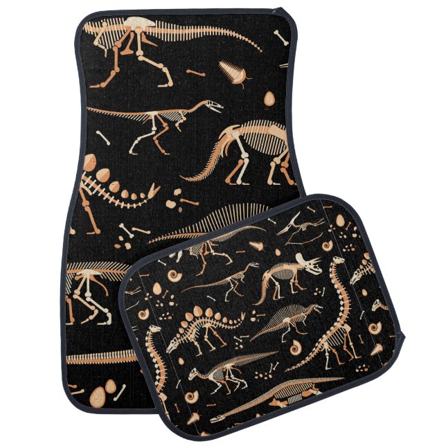 Skeletons of dinosaurs and fossils pattern car floor mat (Set)