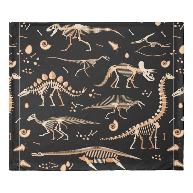Skeletons of dinosaurs and fossils pattern duvet cover (Front)