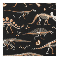 Skeletons of dinosaurs and fossils pattern