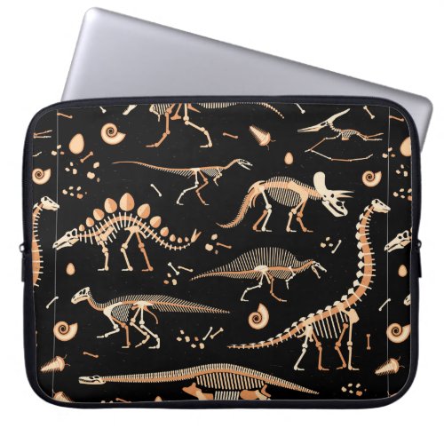 Skeletons of dinosaurs and fossils pattern laptop sleeve