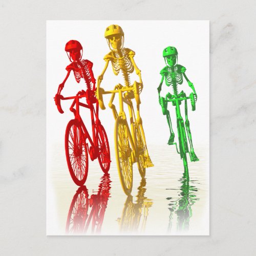 Skeletons on Bikes Postcard