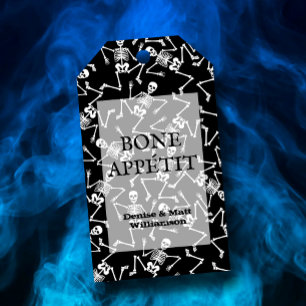 Skeletons on Black BONE APPÉTIT Favor Gift Tags
