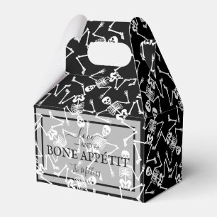 Skeletons on Black Halloween Favor Boxes