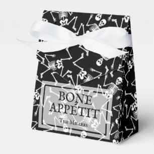 Skeletons on Black Halloween Favor Boxes