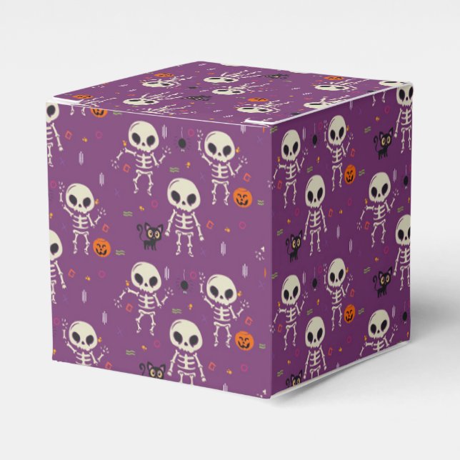 Skeletons, Pumpkins and Black Cats Favor Boxes (Front Side)