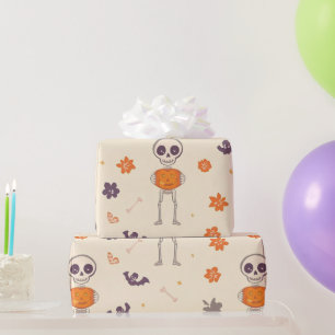 Skeletons & Pumpkins Wrapping Paper