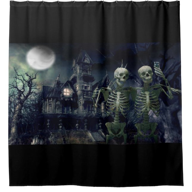 Skeletons Selfie Shower Curtain (Front)