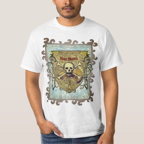 Skeletons  Skull Shield custom name T_Shirt