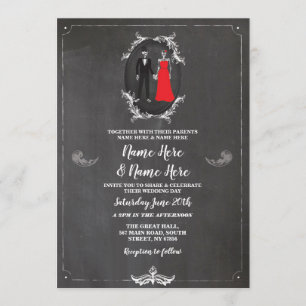 Skeletons Skull Wedding Halloween Rustic Gothic Invitation