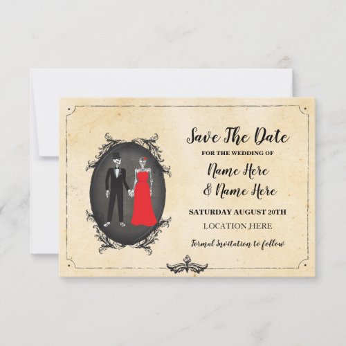 Skeletons Skulls Save The Date Gothic Card Invite