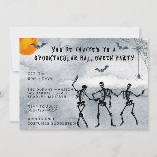 Skeletons Spooktacular Halloween Party Invitation