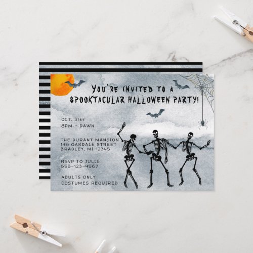 Skeletons Spooktacular Halloween Party Invitation