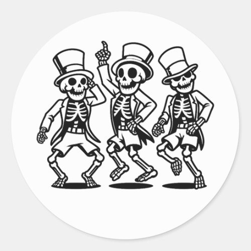 Skeletons Spooky Bones Dancing Scary Dance Classic Round Sticker