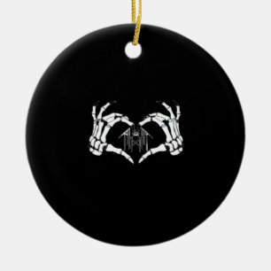 Skeletons Token Heart Hands Ceramic Ornament