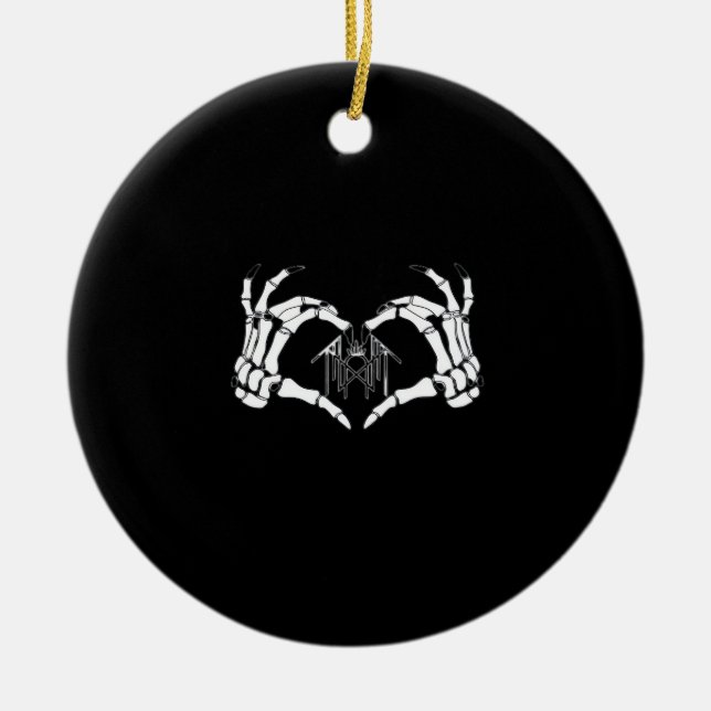 Skeletons Token Heart Hands Creative Style Ceramic Ornament (Front)