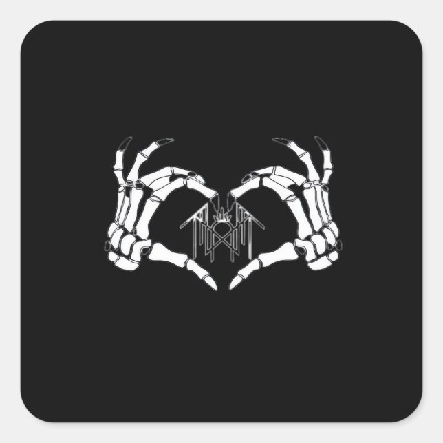 Skeletons Token Heart Hands Creative Style Square Sticker (Front)