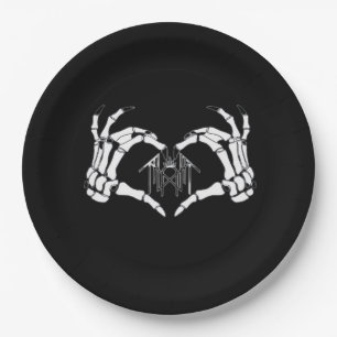 Skeletons Token Heart Hands  Paper Plates