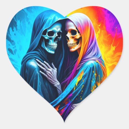 Skeletons Wrapped in a Rainbow Heart Sticker