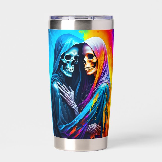 Skeletons Wrapped in a Rainbow Insulated Tumbler (Front)