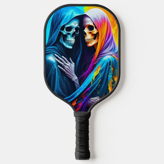 Skeletons Wrapped in a Rainbow Personalized Pickleball Paddle (Front)