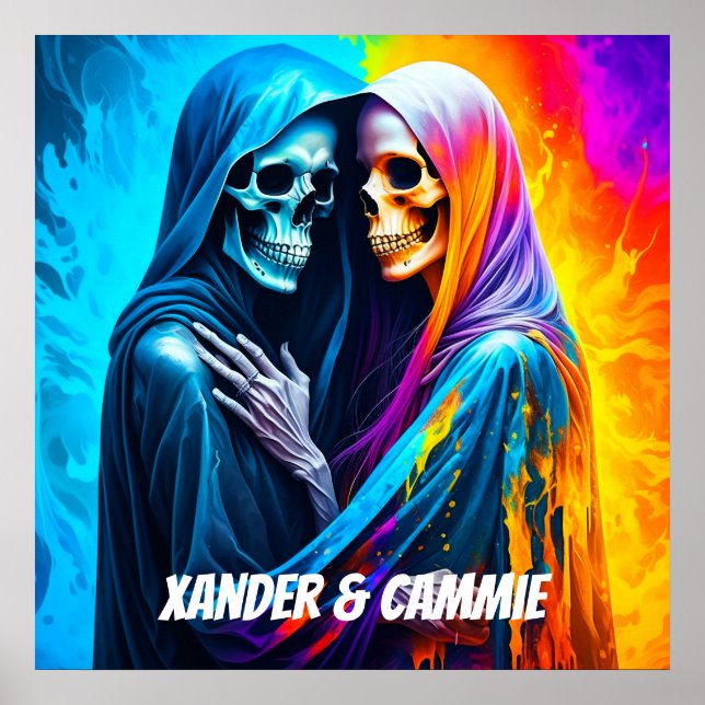 Skeletons Wrapped in a Rainbow Personalized Poster (Front)