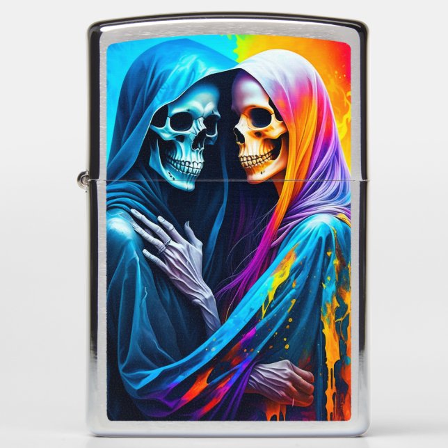 Skeletons Wrapped in a Rainbow  Zippo Lighter (Front)