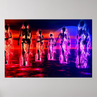 skelettons, in dark multi colours poster