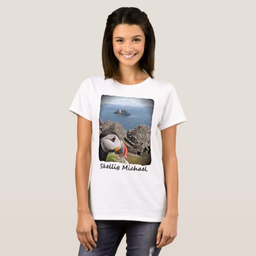 Skellig Michael Kerry Ireland Puffin T_shirt F
