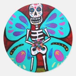 SKELLY BUTTERFLY CLASSIC ROUND STICKER