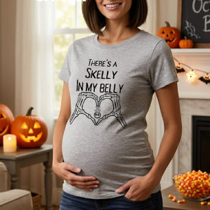 Skelly In My Belly Halloween PregnancyAnnouncement T-Shirt