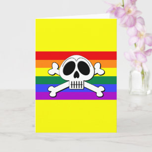 Skelly Skull Gay Pride Pride Flag LGBT+ Skeleton Card