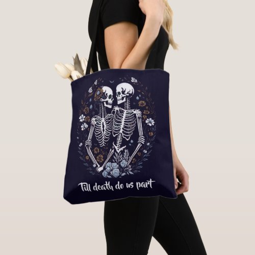 Skelton Lovers till death do us part Tote Bag