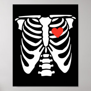Skelton Rib Cage Halloween Skeleton Heart Kids Men Poster
