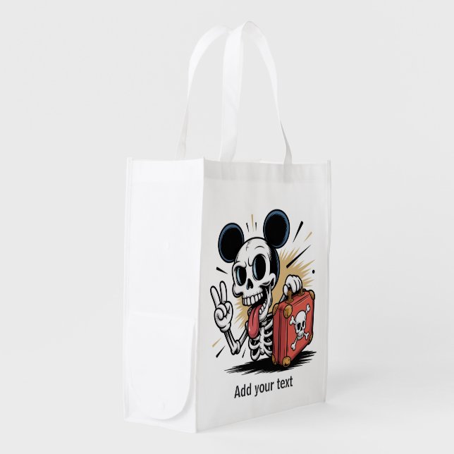 Skelton w/ears Reusable Grocery Bag (Front Side)