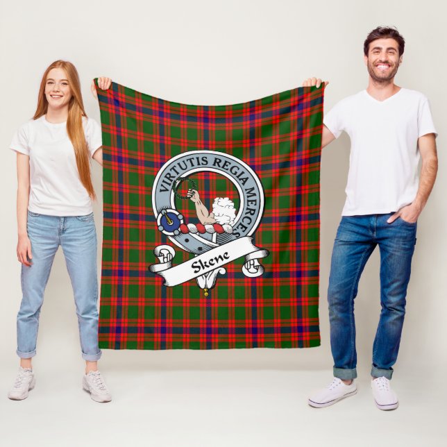 Skene Modern Clan Badge Tartan Plaid Fleece Blanket (In Situ)