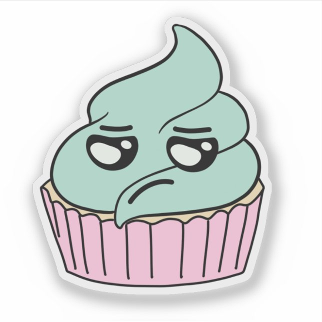 Skeptical Mint Cupcake Sticker (Front)