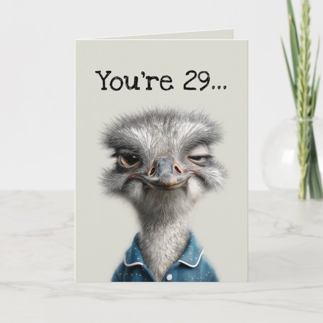 Skeptical Ostrich Birthday Card (Front)