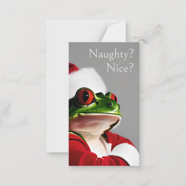 Skeptical Santa Frog Naughty or Nice To: From:  Note Card (Front)