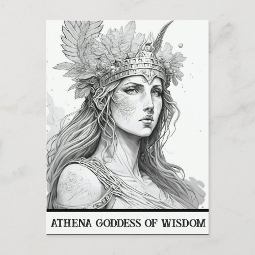 Sketch Art Athena Goddess of Wisdom Postcard
