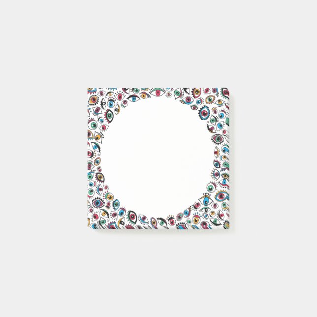 Sketch art hand drawn eyes round frame post-it notes (Front)