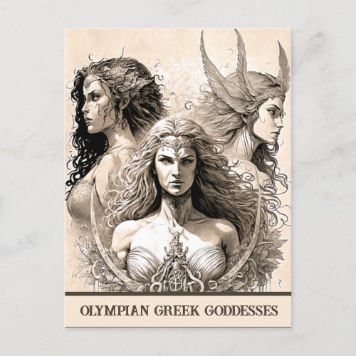 Sketch Art Olympian Greek Goddesses Postcard