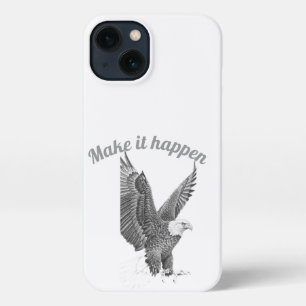 Sketch Bald Eagle "Make It Happen" iPhone Case