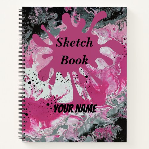 Sketch Book with Abstract Paint Design
