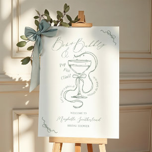 Sketch Bows Bubbly Cocktail Bridal Shower Welcome Foam Board