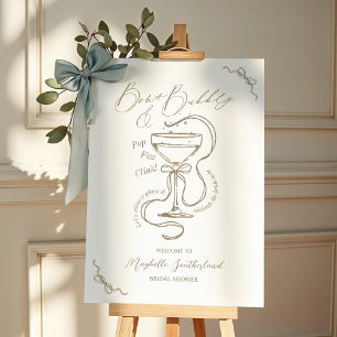 Sketch Bows Bubbly Cocktail Bridal Shower Welcome Foam Board