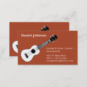 Sketch, casual, relax ukulele and guitar teacher business card (Front/Back)