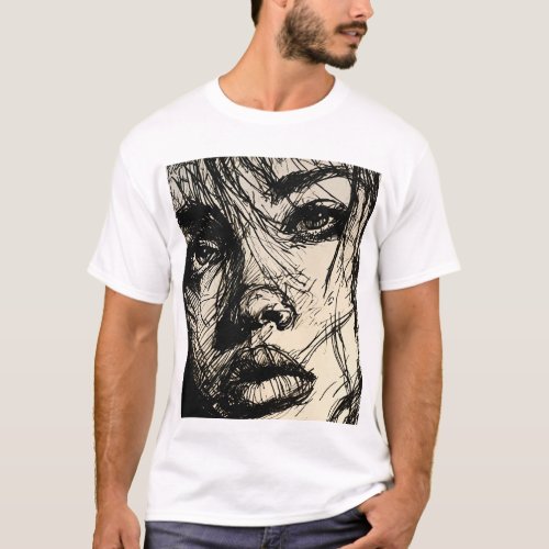 Sketch Chic Where Doodles Meet Couture T_Shirt